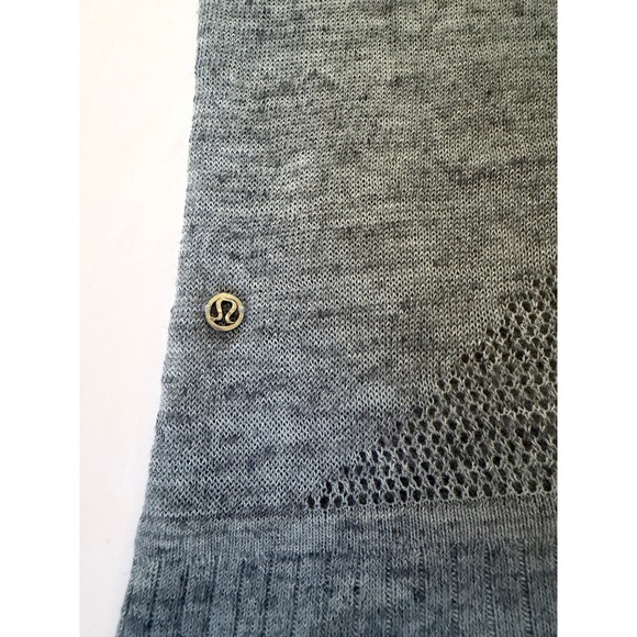 Lululemon Open Front Hooded Cardigan Blue Heathered Knit Thumbholes Womens - Picture 4 of 8